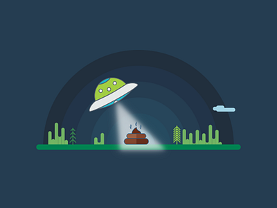 UFO attack flat color flat design illustration night poop ufo