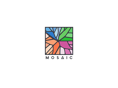 Mosaic color colorful flat color minimal logo mosaic