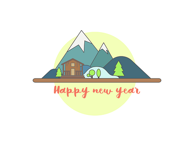 Happy New Year happy new year hill landscape mountain newyear snow tree