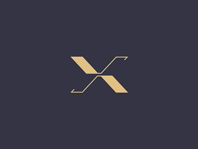 x golden icon letter logo minimal typography x