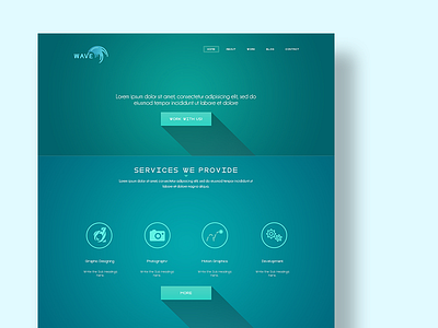 Wave blue design flat minimal mockup template ui ux wave website