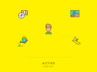 Active Icons banana hill icon design icons line icon map plant sprinkler user water