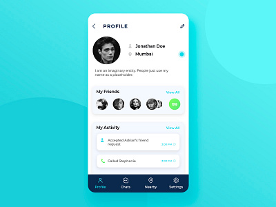 Profile Page accounts app chat profile profile page ui ui design ux