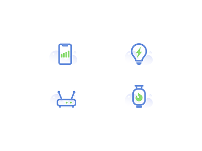Icon Set for Utility Payment App 4g 5g broadband bulb cylinder electricity gas icon iphonex mobile network router