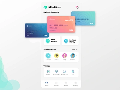 Payment App Homescreen card card design icon illustration money payment transaction ui ui design ux ux design