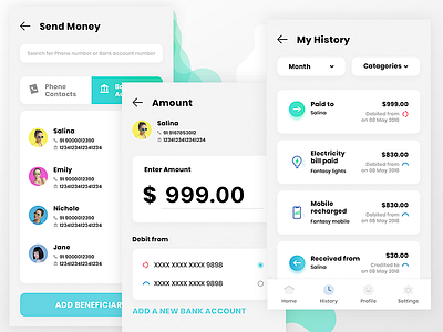 Payment App Screens chat money money app payment payment app ui ui design user interface ux design