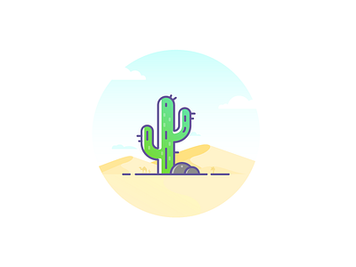 The Lonely Cactus cactus desert gradient icon illustration line art logo minimal plant