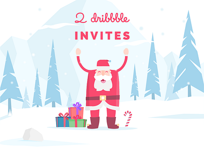 Merry Christmas christmas design dribbble invite gift illustration invite mountain rock santa claus snow tree xmas