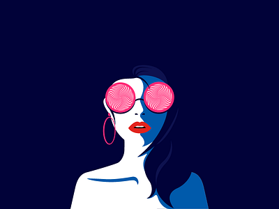 Trippy Eyes app eyes fashion female flat illustration minimal sunglass ui vector woman