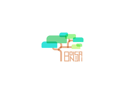 Bonsai bonsai brand identity color flat gradient icon identity illustration leaves logo logo design mark minimal tree typography ui vector