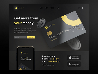 Neo Bank - Website app bank card credit design finance landing page ui ux webdesign website