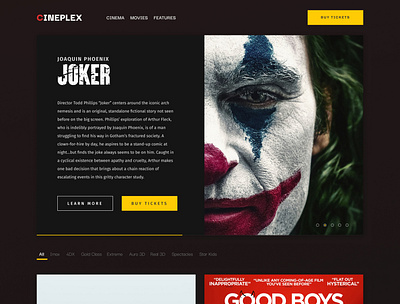 Design Challenge #1 - Cinema Home Page cinema joker online shop tickets ui ui design