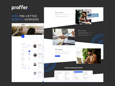 Hire remote workers l Proffer. branding clean design design ecommerce hire workers minimalist modern remote work ui user research ux web web design web site