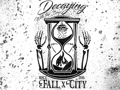 Decaying with the boys. Fallcity Apparel. 2K16 black art drawing flat flat design illustrator rose vector drawing vintage wacom