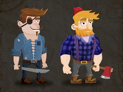 Pirate/Lumberjack android character character design game game design illustration illustrator ios pirate skull uiux