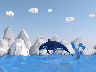 Low Poly Whale 3d animal illustration low poly low poly illustration lowpoly nature simple uiux whale