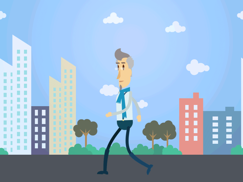 City Stroll animation chill city flat flat design illustration uiux walk cycle