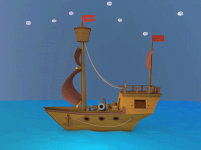 Pirate Ship ARGH 🏴‍☠️⚓ animation c4d deisgn low poly low poly pirate ship ocean pirate pirate ship uiux wind