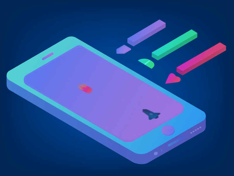 Galaxy Rush 🚀📱 animation clean cool flat galaxy game game design illustration isometric rocket space uiux