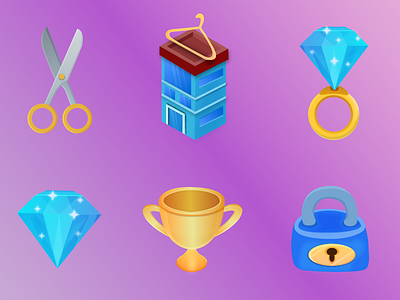 Cute Icons cute diamond game game design game ui icons mobile ring trophy ui uiux