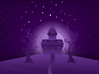 Spooky lights ambient animation cat ghost gif house illustration spooky spooky house uiux