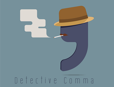 Detective Comma comma detective funny illustration vector