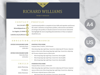 Professional Resume Template Word and Cover Letter resume template