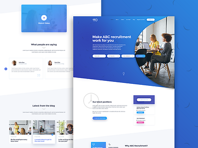 Recruitment Agency Redesign Concept blue gradients recruitment the special something ui ui design user experience design user interface design ux ux design ux flows web design