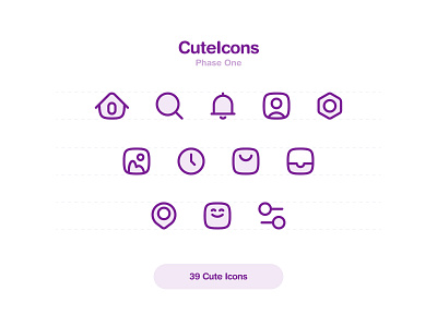 39 CuteIcons Set app cute design iconography icons icons design icons pack iconset illustration ui ux vector