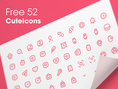 Free 52 - CuteIcons Round Set cute donwload free gumroad icon set icongraphy icons pack set