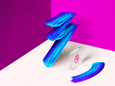 3 Dribbble Invites 3d brush colorful dribbble invite stroke