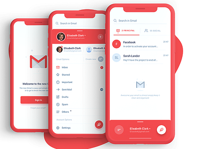 Google Gmail Redesign clay email gmail google iphone x rede redesign ui ux