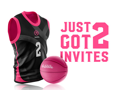Just Got 2 Dribbble Invites ball basketball dribbble invite invites jersey pink sport