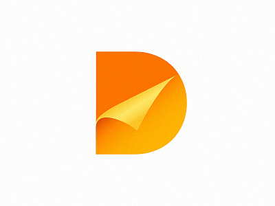 D Logo brand branding d design fold icon logo orange paper