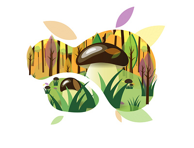 autumn mushrooms art design flat graphic design icon illustration illustrator logo ui vector