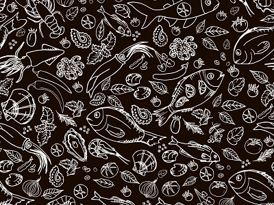 Fish and vegetables pattern braun art branding design flat graphic design illustration illustrator logo pattern patterns vector