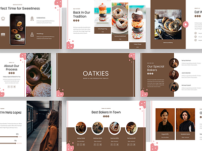 Oatkies - Bakery & Cake Shop PowerPoint Template bake baker bakery cafe cake calebrations catering chef confectionery cookies croissant cupcake
