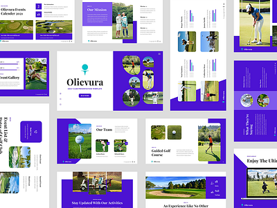 Olievura - Golf Club & Sport Google Slides Template ball championship competition course fairway golf golf club golf course golf presentation golf sport golfer golfing
