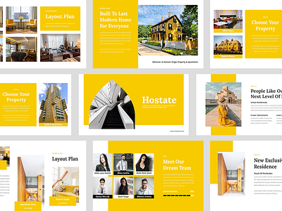 Hostate - Single Property & Apartment PowerPoint Template apartment apartment booking architecture building construction corporate business development hotel interior investment listing lounge