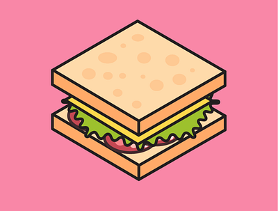 Day-2 Sandwich food icon illustration isometric icons sandwich tutsplus