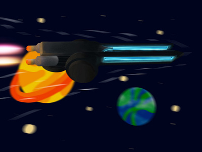 Starship in space (first art) art first try illustration planet procreate space spaceship starship unvierce