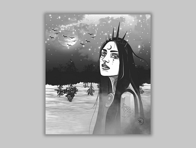 Witch.Moon spirit 🌛 corel draw moon spirit vector graphic witch