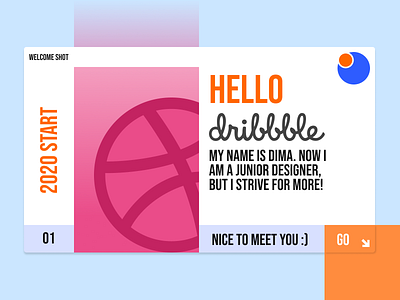 Hello Dribbble! design dribble hello hello dribbble illustration junior designer logo russia shot typography web