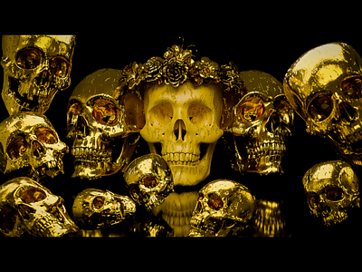 3d skull 3d 3d render ai ui behence blender 3d blender 2.90 cg dribble gold gold texture maya metallica render cycle skull skull lover wallpaper