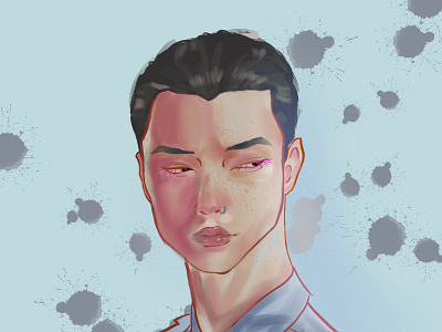 one of my firsts digital painting, be indulgent pls XD art colourful cool digital man painting