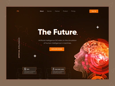 AI Technology Landing Page Header artificial intelligence artificial intelligence website cpdesign deep learning homepage machine learning mechanics popular shot robotics ui uiux web design website design