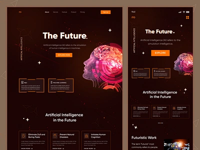 AI Technology Landing Page ai artificial intelligence artificial intelligence website augmented reality cpdesign crypto cryptocurrency deep learning landing page machine learning mechanics nft popular shot robotics technology ui design web design