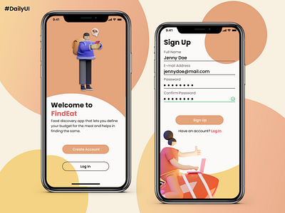 Daily UI #001 - Sign Up dailyui food app mobile app mobile ui mockup ui ui design uidesign