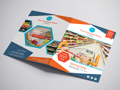 Supermarket mockup brochure design design template graphic design