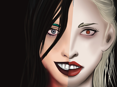 Another me: Blondie and Brunette war art comics comics style cover page digital art writer